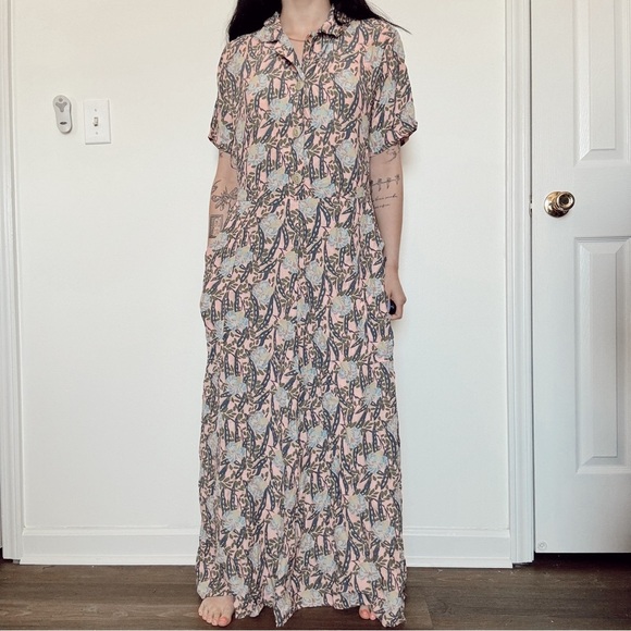 Flax maxi dress button up size small - Picture 1 of 6